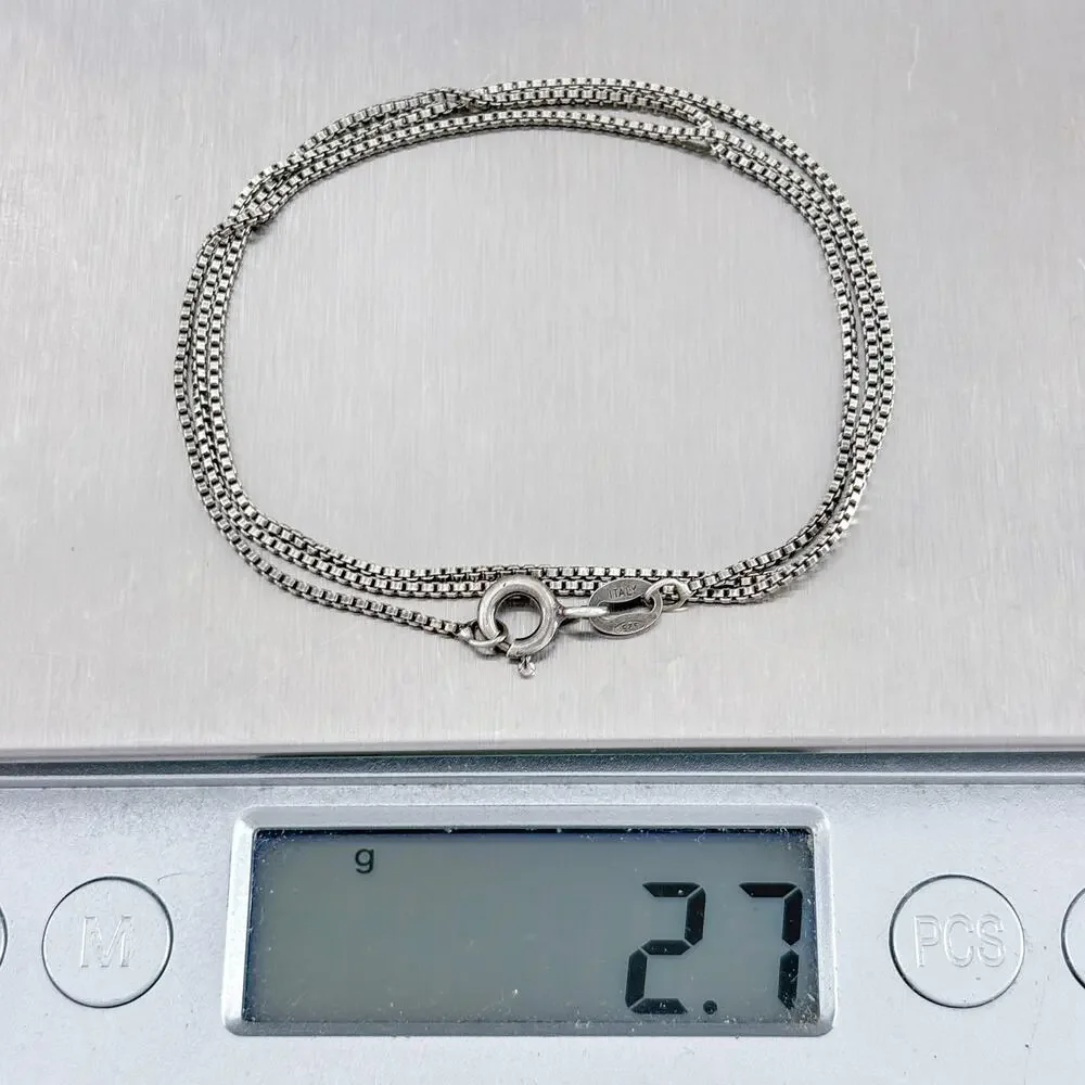 Vintage Italy Sterling Silver 925 Box Chain Necklace 18